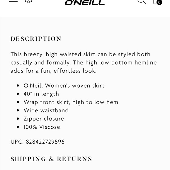 O’neill Ambrosio high low maxi skirt - Picture 7 of 7